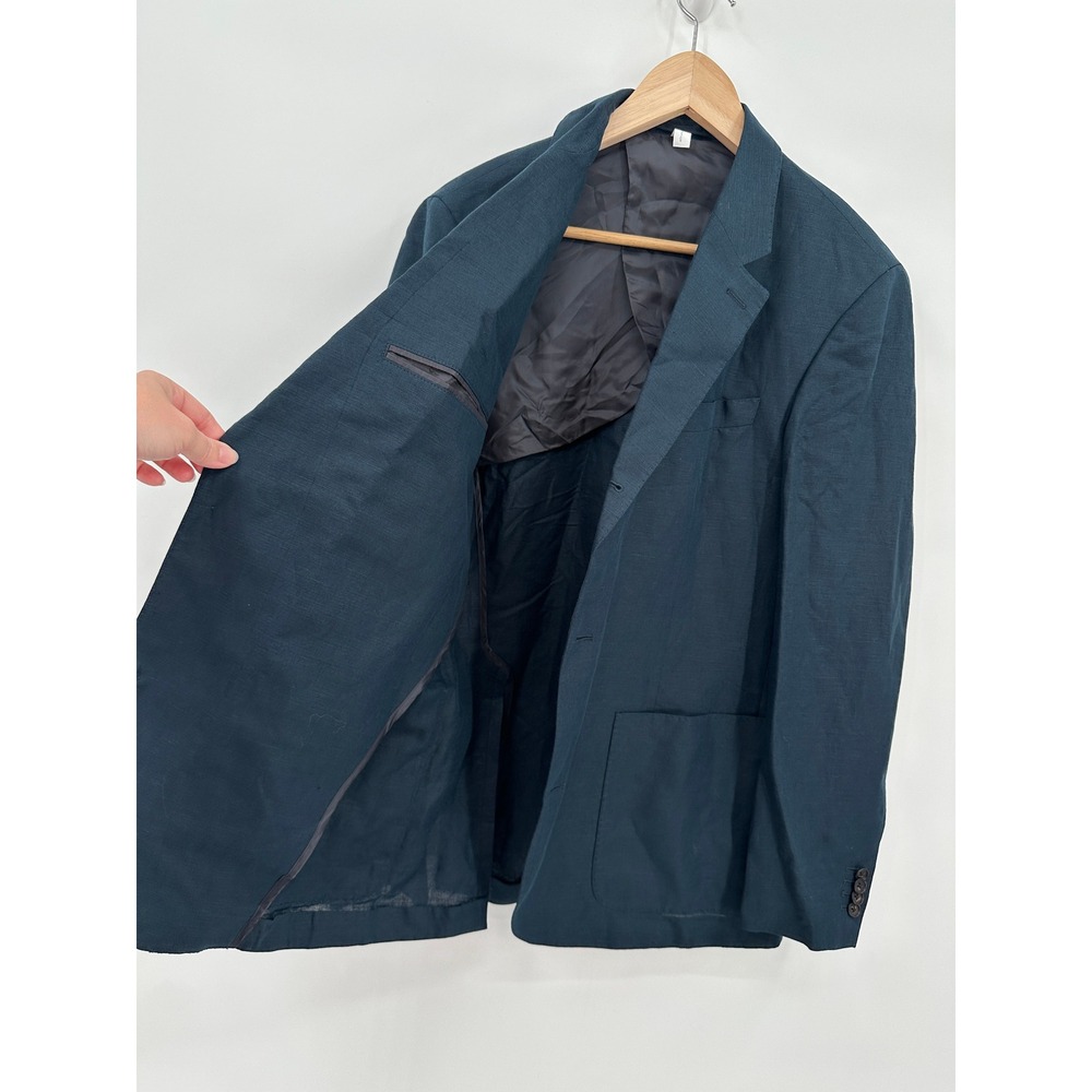 Wills Rosedale Linen Classic Patch Pocket Suit Jacket Huckberry Navy Men's 38 - Picture 5 of 7